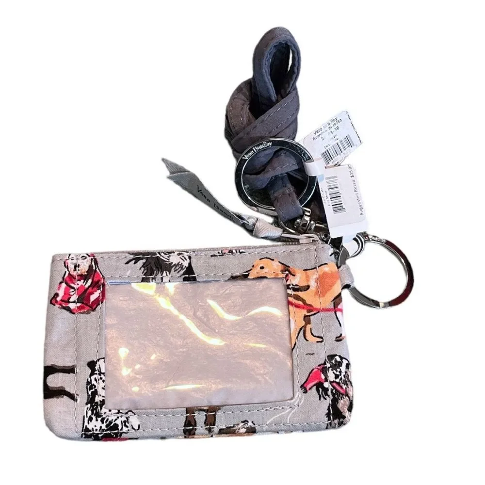 Vera Bradley Dog Show Zip ID and Lanyard Gray